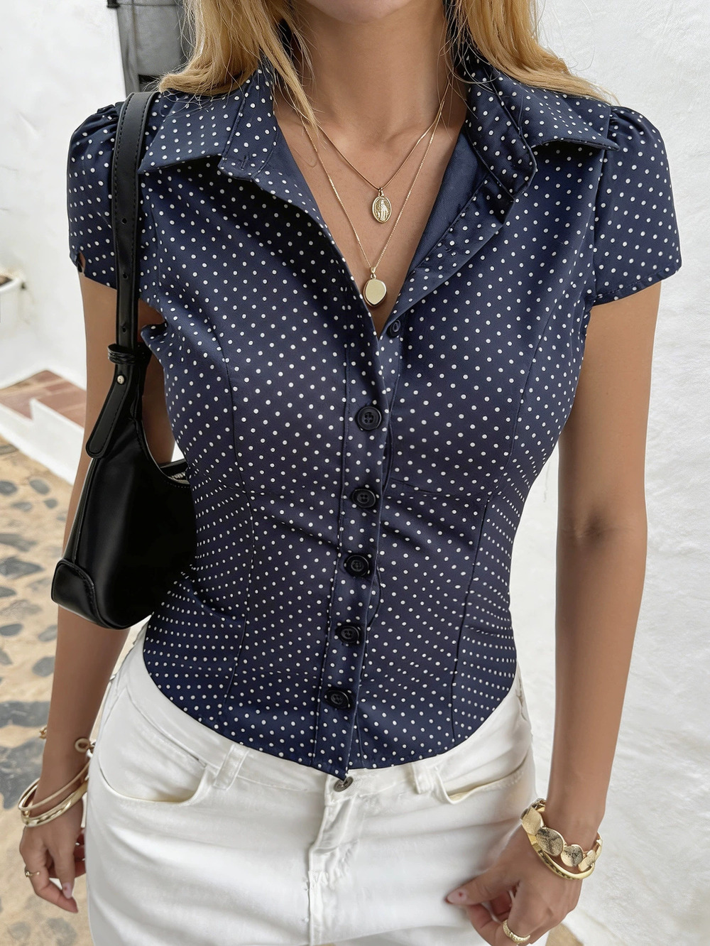 Zara Retro Short Sleeve Blouse for Summer